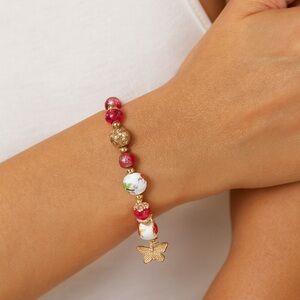 ❣️5/25❣️  Butterfly Floral Gold Toned Bracelet